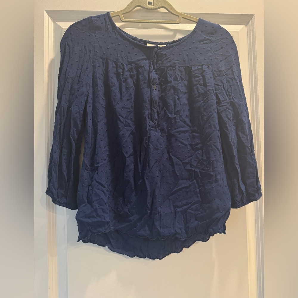 Anthropologie Maeve Deep Blue Blouse with Buttons